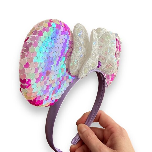 🏰 CLICK FOR DISCOUNTS! NEW Minnie Mouse Disney Ears Pink Iridescent Puffy Bow - Picture 3 of 6